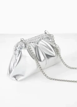 bonprix Taschen|Festliche Mode^Clutch mit abnehmbarem Taschengurt silber metallic