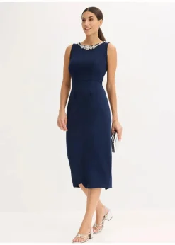 bonprix Bekleidung·Pullover & Strickjacken|Festliche Mode^Cocktailkleid mit Strassapplikation dunkelblau