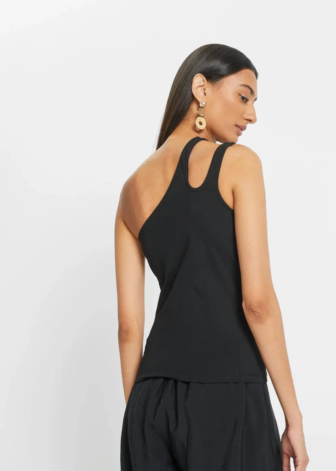 bonprix Shirts & Tops|Nachhaltigere Materialien^Cold-Shoulder Top mit Bio-Baumwolle schwarz