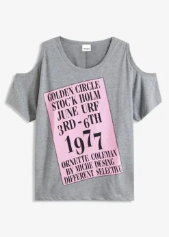 bonprix Shirts & Tops^Cold-Shoulder-Shirt grau bedruckt
