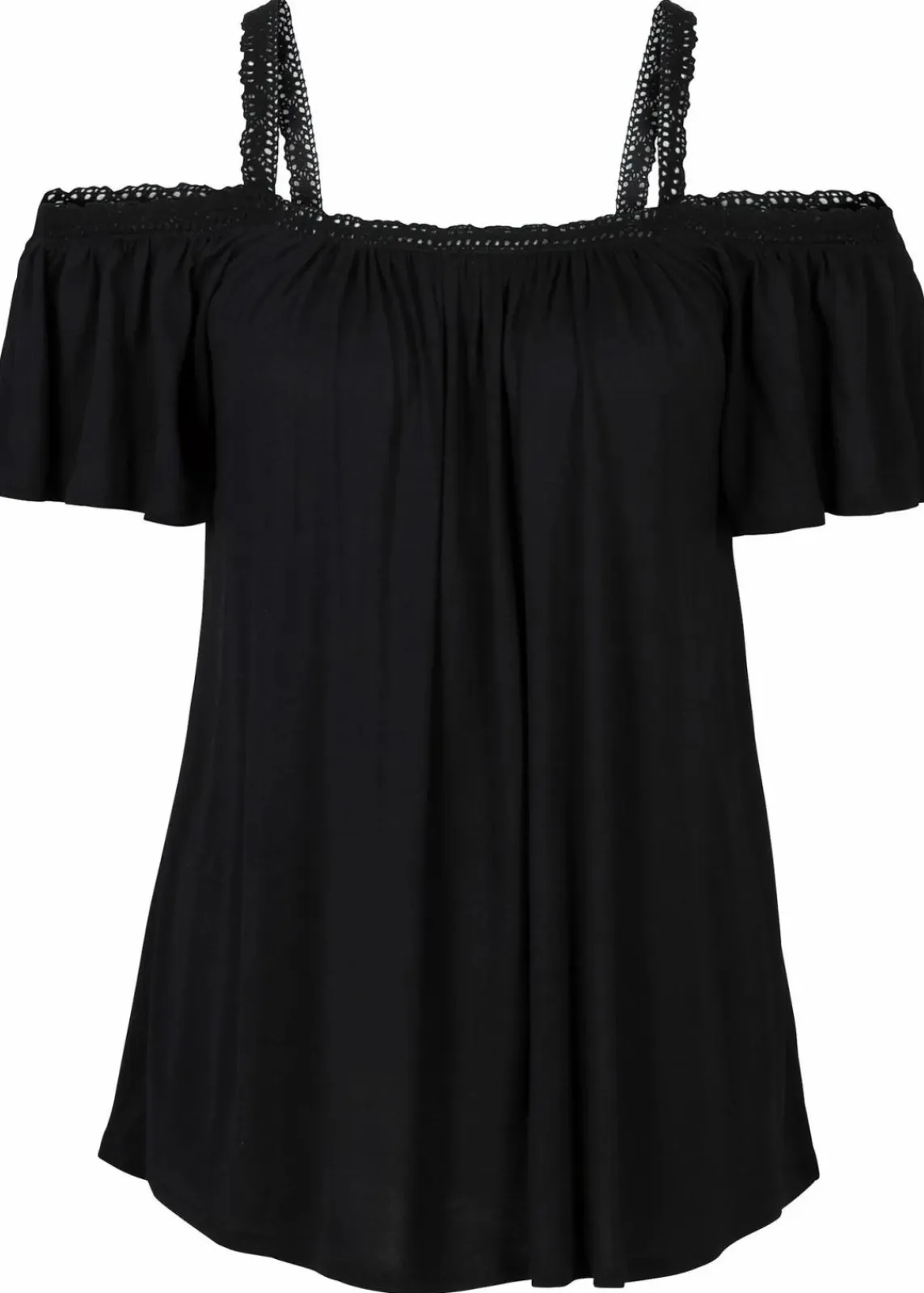 bonprix Shirts & Tops|Nachhaltigere Materialien^Cold-Shoulder-Shirt aus softer Viskose schwarz