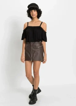 bonprix Shirts & Tops|Nachhaltigere Materialien^Cold-Shoulder-Shirt aus softer Viskose schwarz