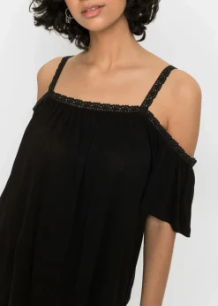 bonprix Shirts & Tops|Nachhaltigere Materialien^Cold-Shoulder-Shirt aus softer Viskose schwarz