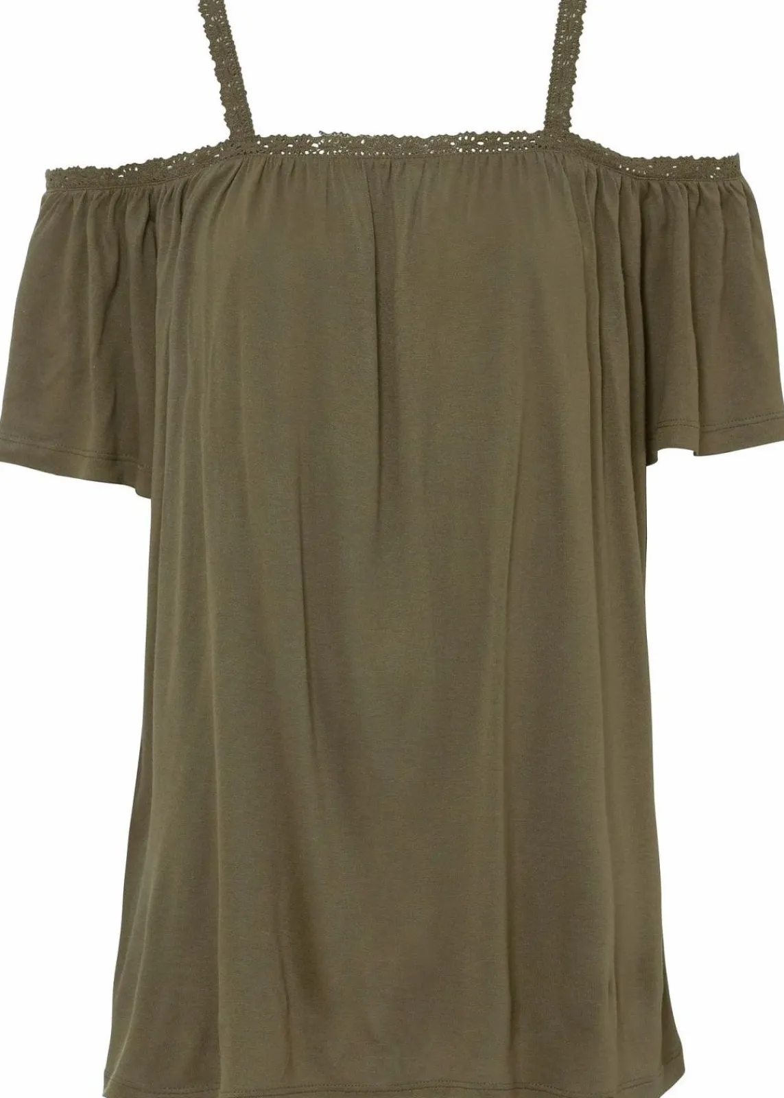 bonprix Nachhaltigere Materialien|Shirts & Tops^Cold-Shoulder-Shirt aus softer Viskose dunkeloliv