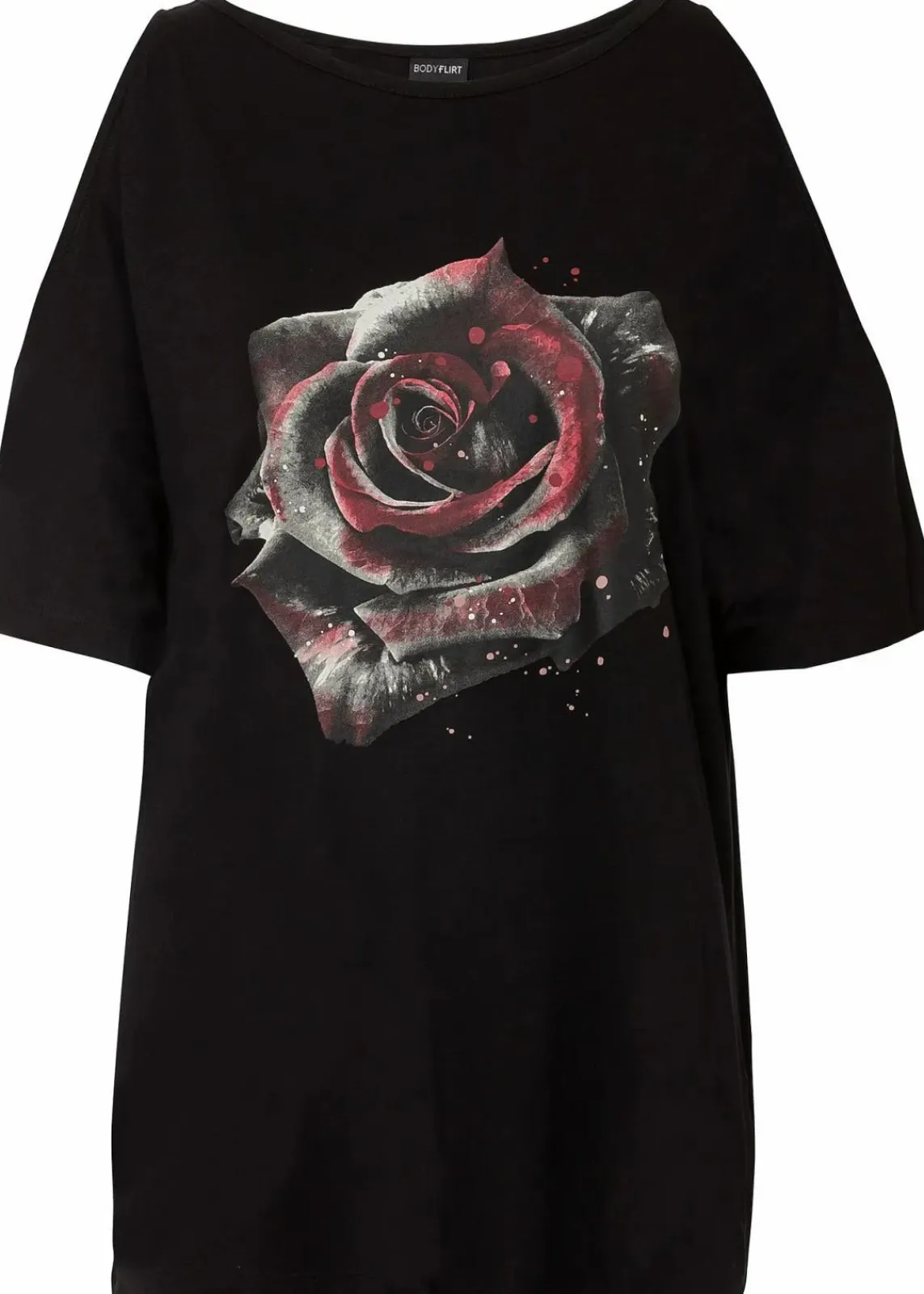 bonprix Shirts & Tops|Nachhaltigere Materialien^Cold-Shoulder-Shirt aus Viskose schwarz/grau floral