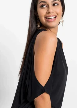 bonprix Shirts & Tops|Nachhaltigere Materialien^Cold-Shoulder-Shirt aus Viskose schwarz