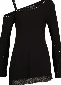 bonprix Shirts & Tops^Cold-Shoulder-Shirt mit Spitze und Perlen schwarz