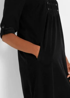 bonprix Kleider|Bekleidung·Pullover & Strickjacken^Cord-Blusenkleid aus reiner Baumwolle schwarz