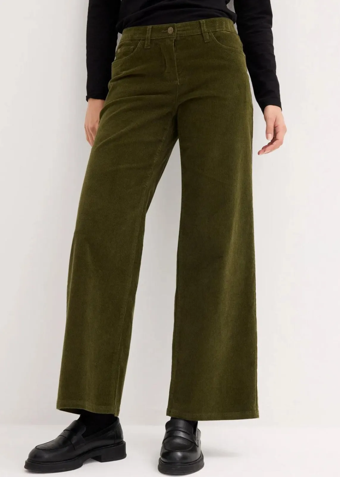 bonprix Hosen|Bekleidung·Kleider^Cordhose im Marlene-Stil dunkeloliv