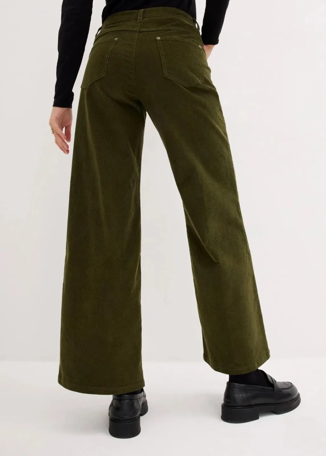 bonprix Hosen|Bekleidung·Kleider^Cordhose im Marlene-Stil dunkeloliv
