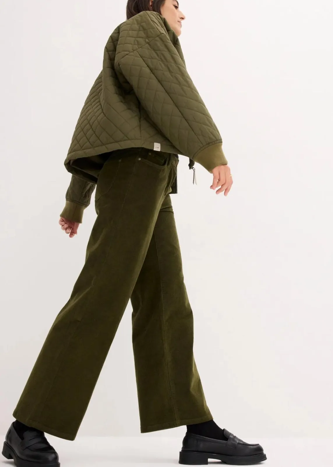 bonprix Hosen|Bekleidung·Kleider^Cordhose im Marlene-Stil dunkeloliv