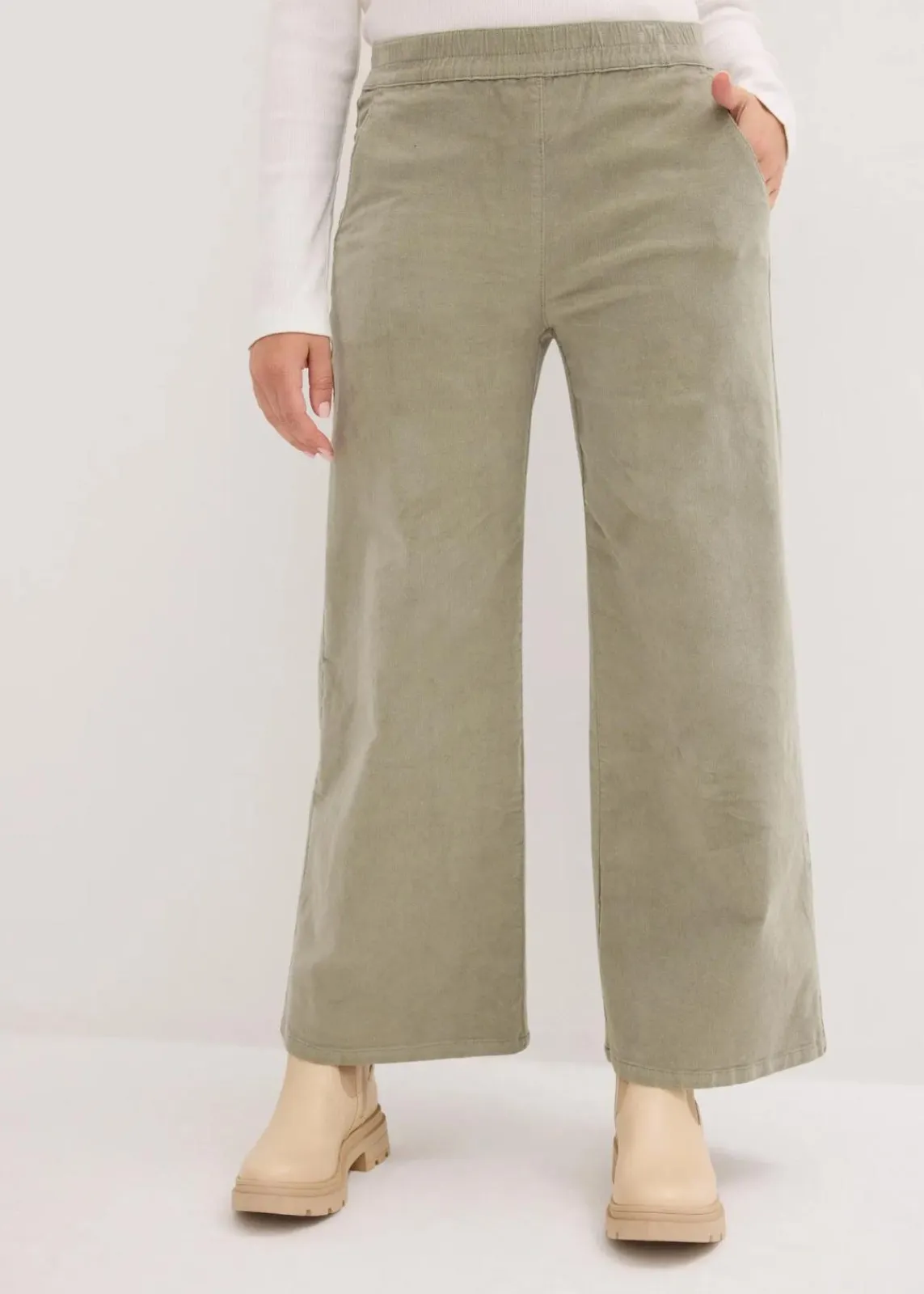 bonprix Bekleidung·Kleider|Hosen^Cordhose mit Bequembund, High Waist seegras