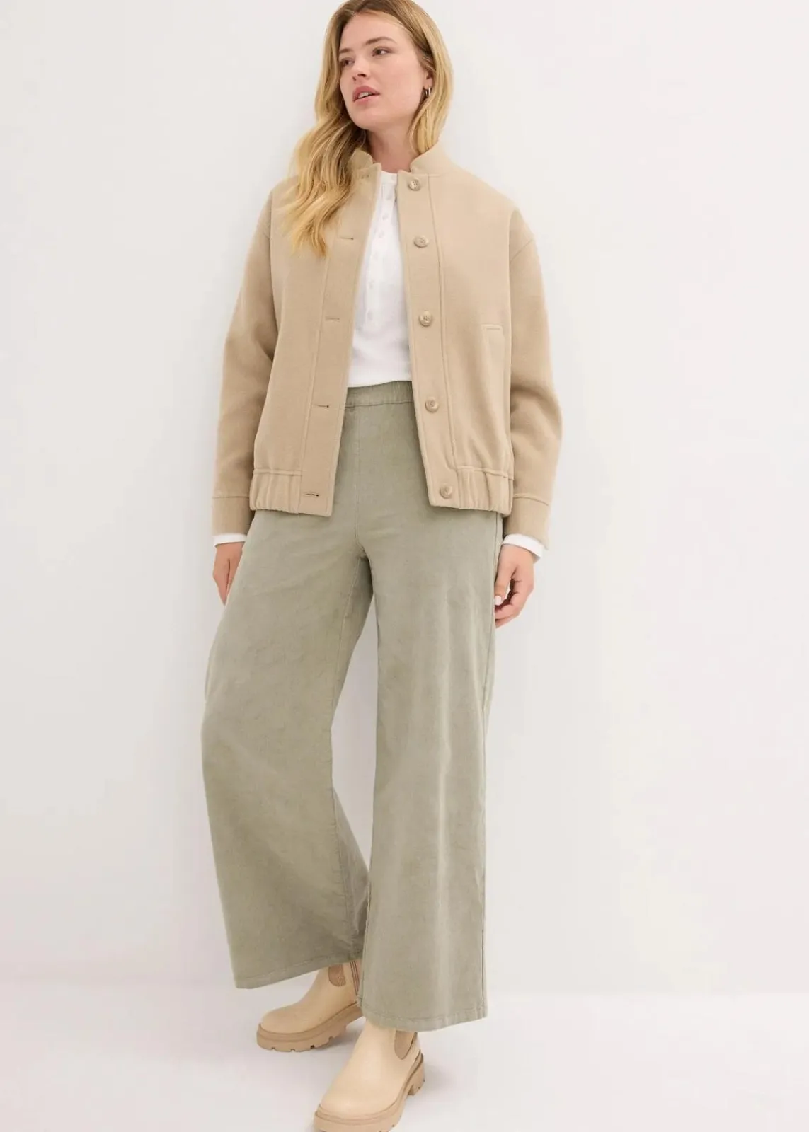 bonprix Bekleidung·Kleider|Hosen^Cordhose mit Bequembund, High Waist seegras