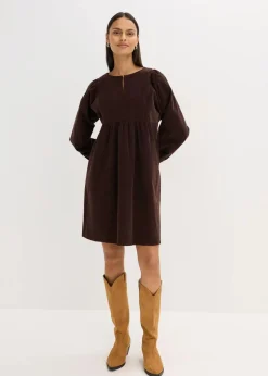 bonprix Kleider|Bekleidung·Pullover & Strickjacken^Cordkleid aus Baumwolle dunkelbraun