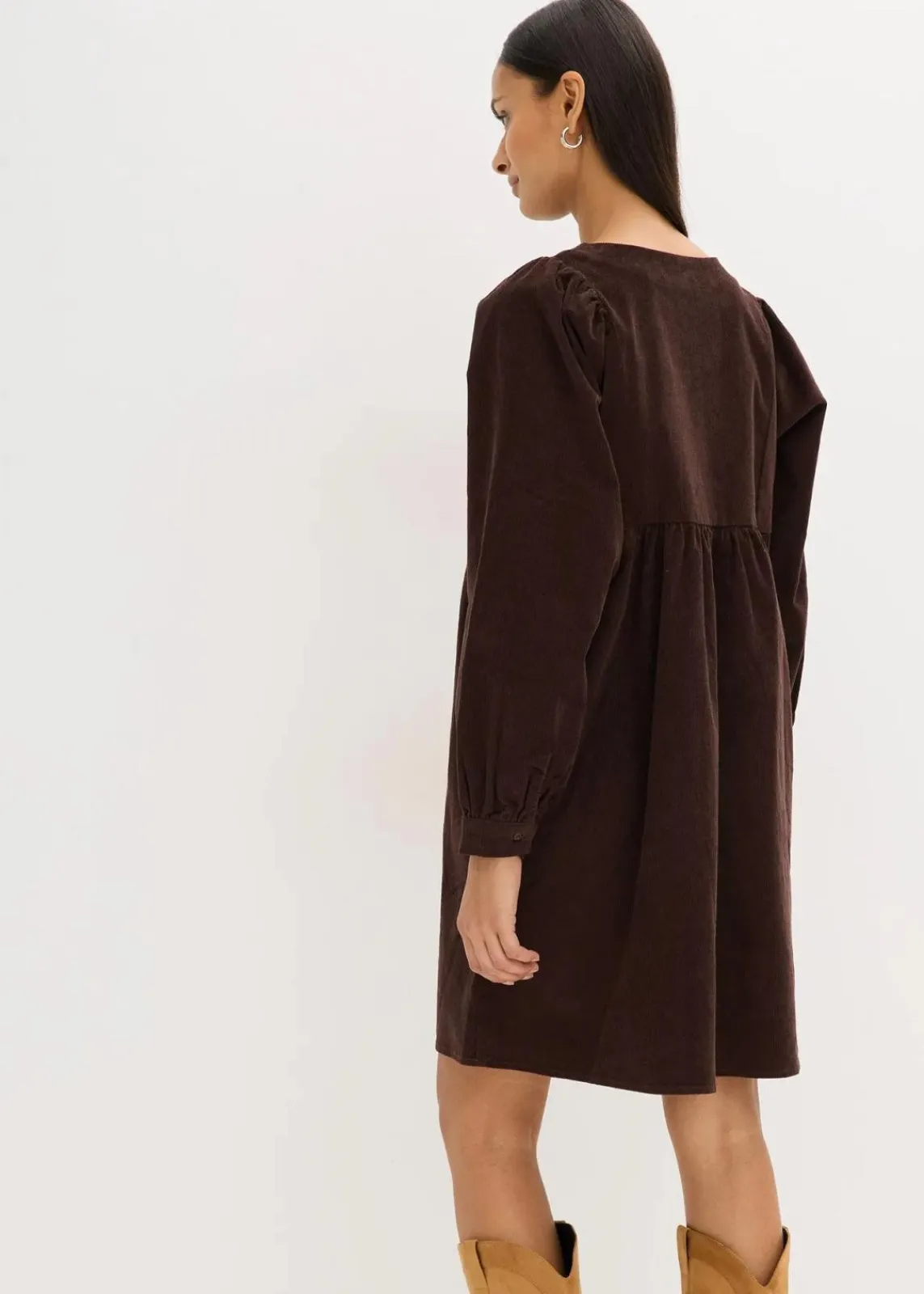 bonprix Kleider|Bekleidung·Pullover & Strickjacken^Cordkleid aus Baumwolle dunkelbraun