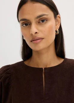 bonprix Kleider|Bekleidung·Pullover & Strickjacken^Cordkleid aus Baumwolle dunkelbraun