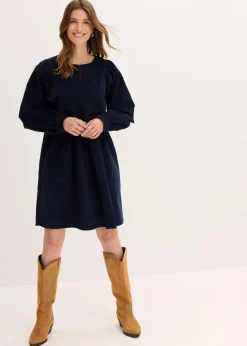 bonprix Bekleidung·Pullover & Strickjacken|Kleider^Cordkleid aus Baumwolle tintenblau