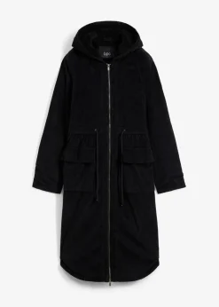 bonprix Bekleidung·Hosen|Jacken & Mäntel^Cord-Mantel mit Teddy-Fleece Kapuze aus reiner Baumwolle schwarz
