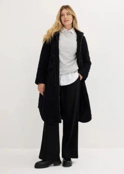 bonprix Bekleidung·Hosen|Jacken & Mäntel^Cord-Mantel mit Teddy-Fleece Kapuze aus reiner Baumwolle schwarz