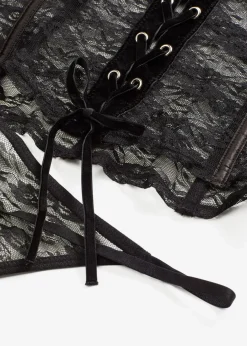 bonprix Wäsche·Erotikwäsche|Erotikwäsche^Corsage + String aus Spitze (2-tlg.Set) schwarz
