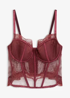 bonprix Große Cups D-H|Dessous^Corsage mit edler Spitze burgunderrot