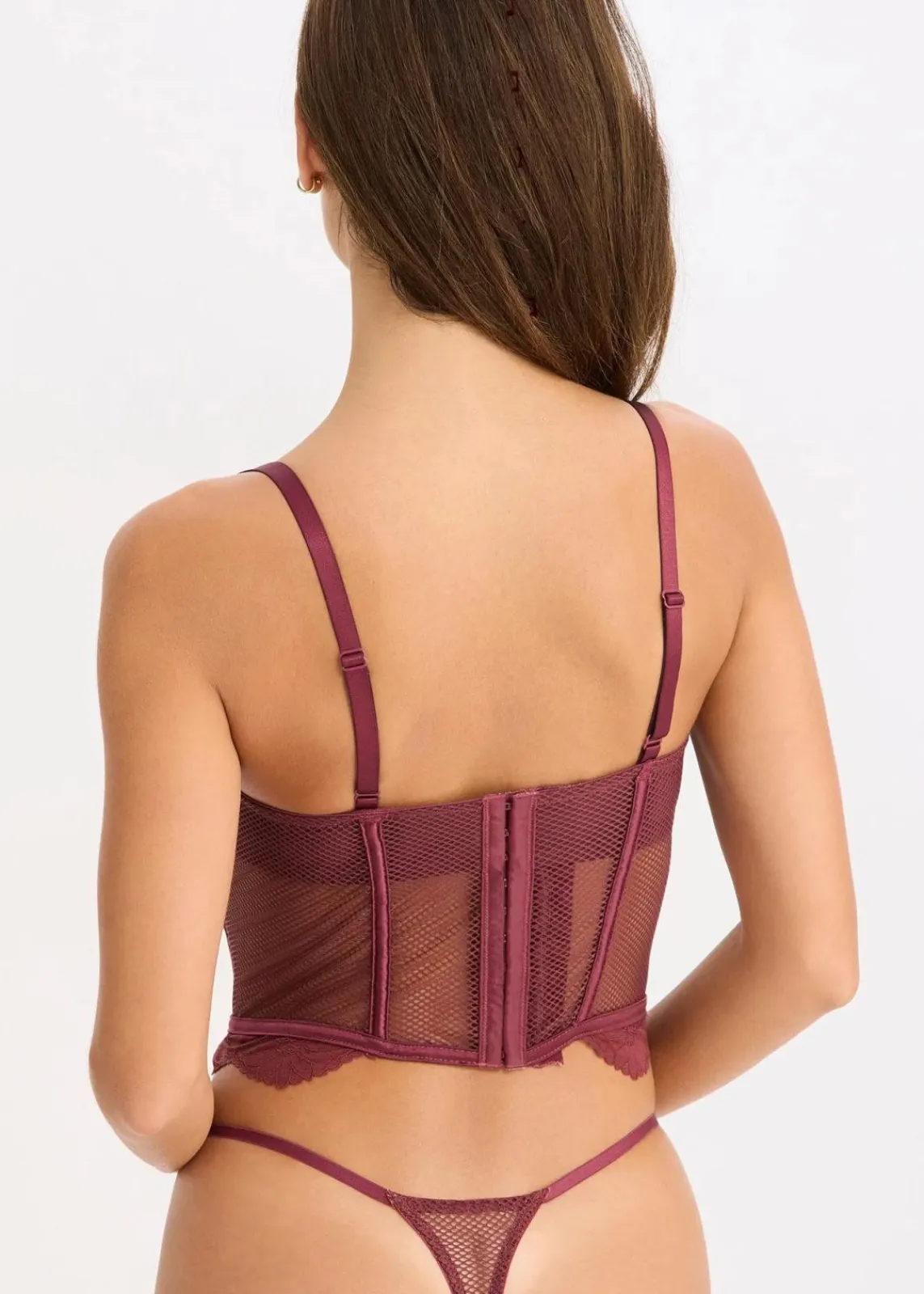 bonprix Große Cups D-H|Dessous^Corsage mit edler Spitze burgunderrot