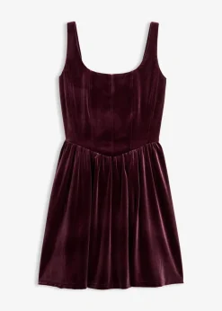 bonprix Kleider^Corsagenkleid aus softem Samt weinrot