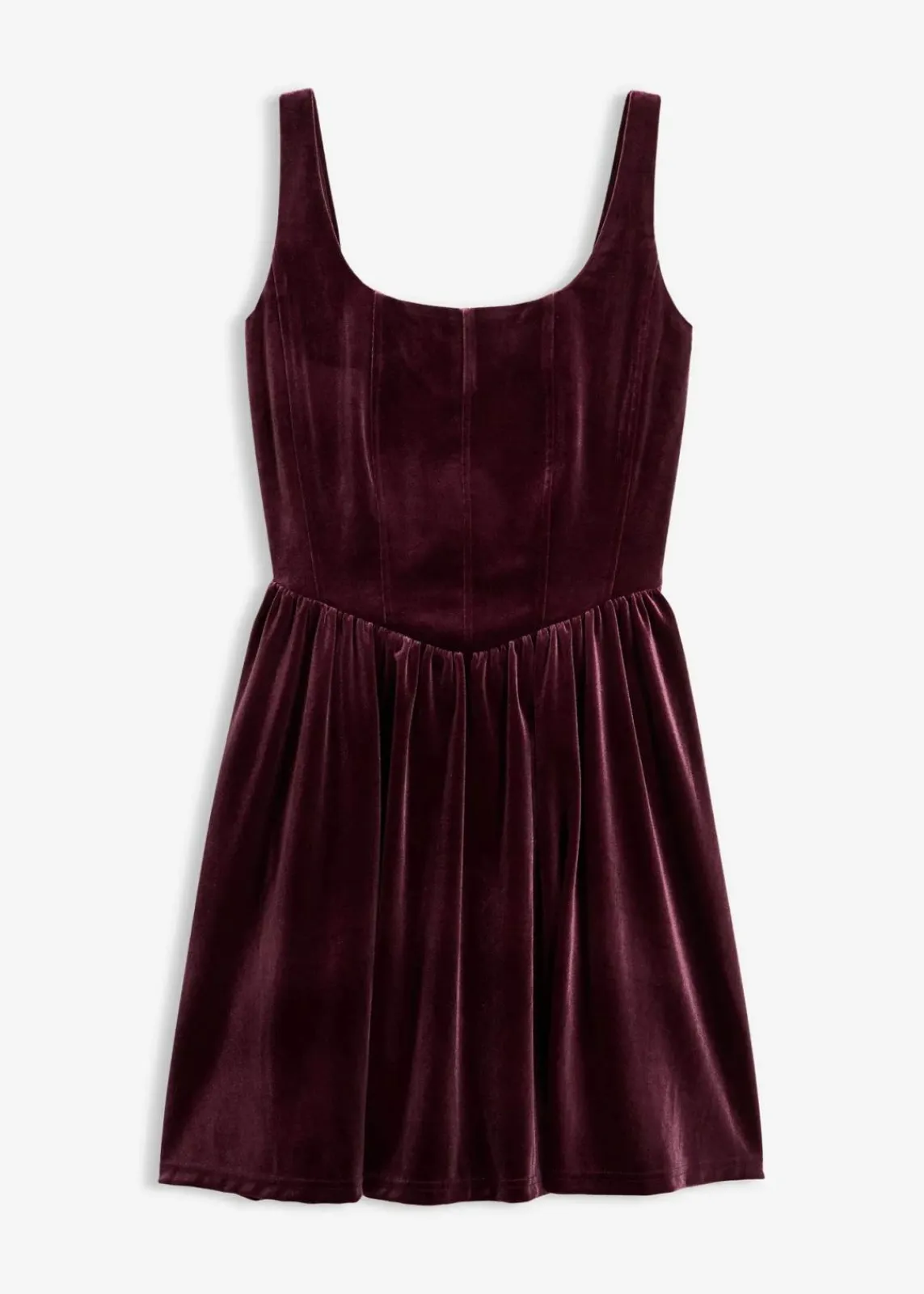 bonprix Kleider^Corsagenkleid aus softem Samt weinrot