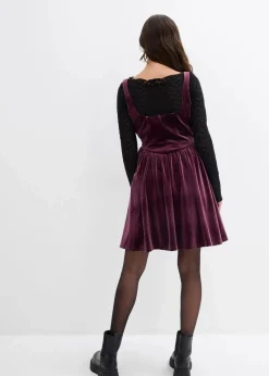 bonprix Kleider^Corsagenkleid aus softem Samt weinrot