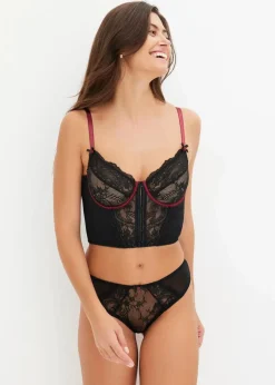 bonprix Dessous|Corsagen & Negligés^Corsagen-Top mit Bügel schwarz/rhododendronrot