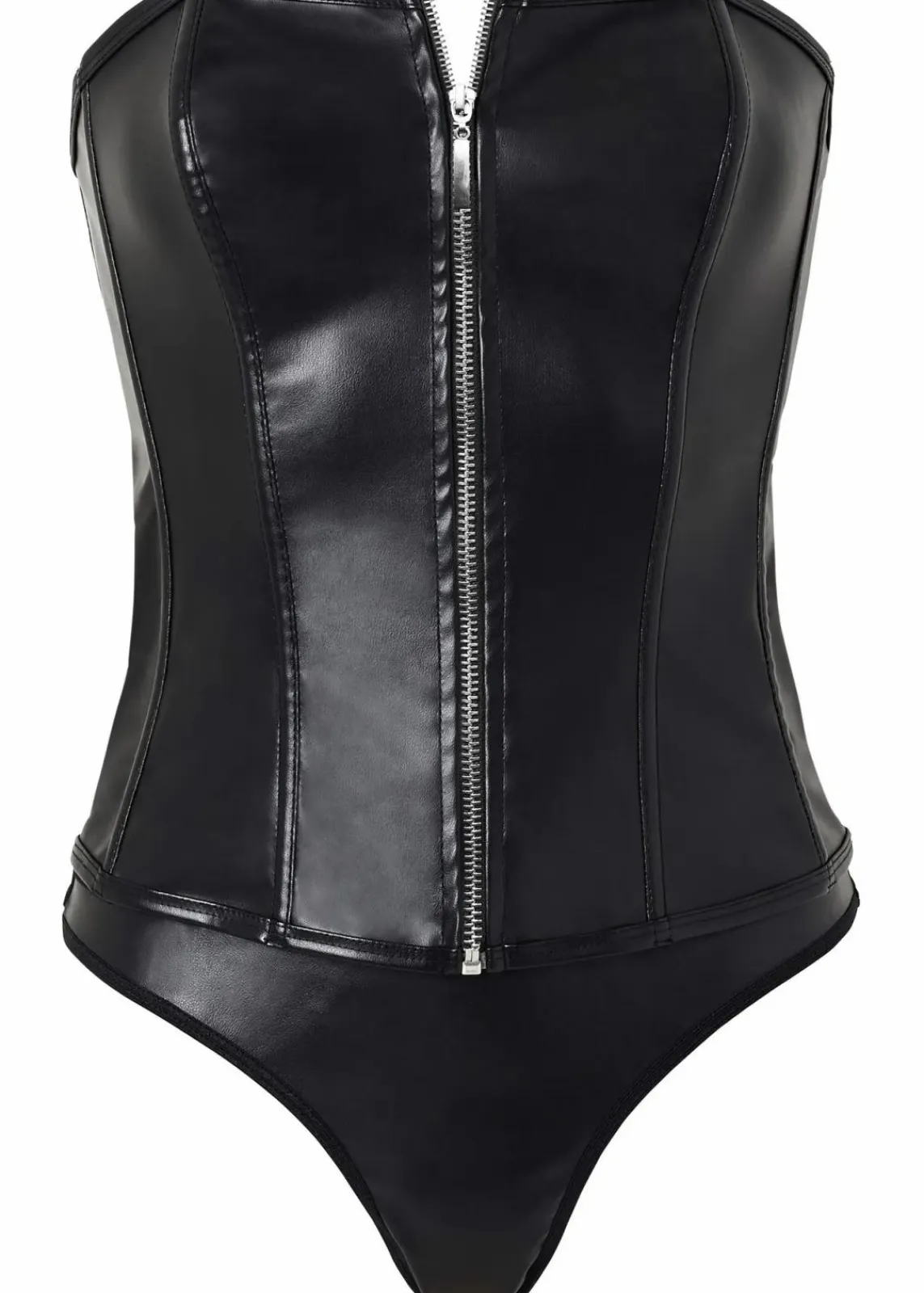 bonprix Erotikwäsche|Dessous^Corsage+String aus Lederimitat (2-tlg.Set) schwarz