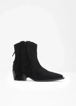 bonprix Stiefeletten^Cowboy-Boots mit Fransen schwarz