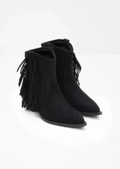 bonprix Stiefeletten^Cowboy-Boots mit Fransen schwarz