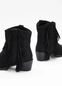 bonprix Stiefeletten^Cowboy-Boots mit Fransen schwarz