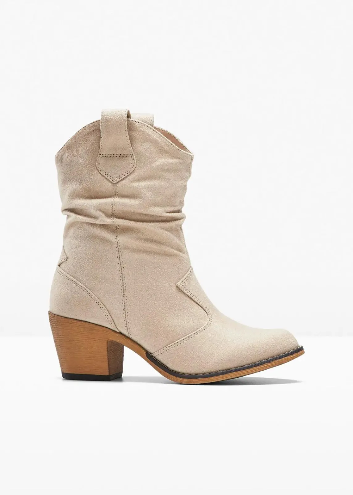 bonprix Schuhe & Accessoires In Spezialgrößen·Schuhe In Übergröße|Stiefeletten^Cowboy-Boots mit Raffung beige