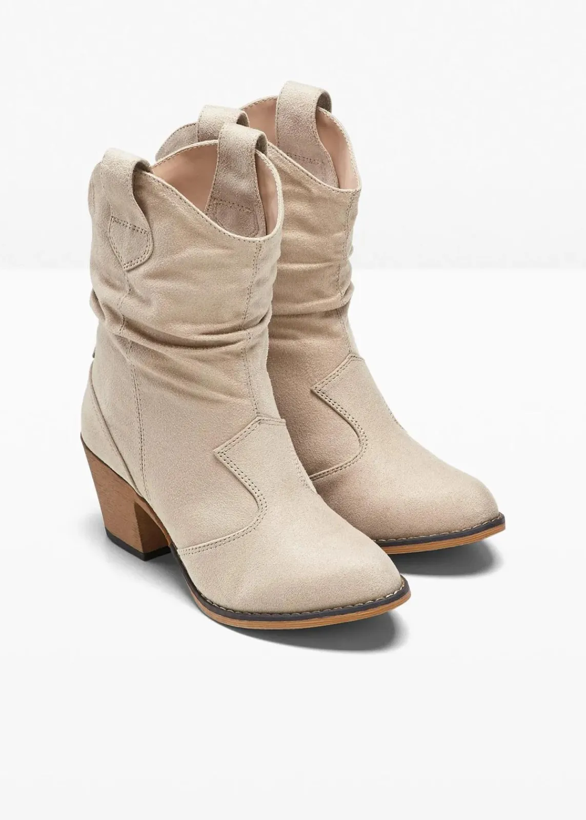 bonprix Schuhe & Accessoires In Spezialgrößen·Schuhe In Übergröße|Stiefeletten^Cowboy-Boots mit Raffung beige