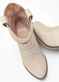 bonprix Schuhe & Accessoires In Spezialgrößen·Schuhe In Übergröße|Stiefeletten^Cowboy-Boots mit Raffung beige