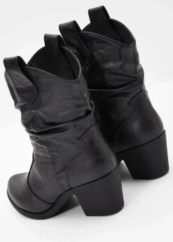 bonprix Schuhe & Accessoires In Spezialgrößen·Schuhe In Übergröße|Stiefeletten^Cowboy-Boots mit Raffung schwarz