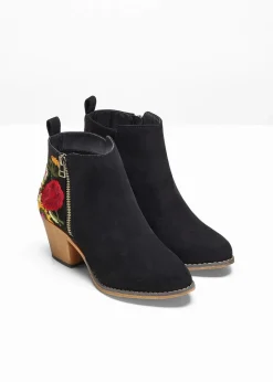 bonprix Stiefeletten|Schuhe & Accessoires In Spezialgrößen·Schuhe In Übergröße^Cowboy-Boots mit Stickerei schwarz