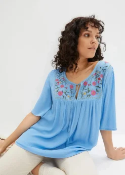 bonprix Nachhaltigere Materialien|Blusen & Tuniken^Crincle- Tunika aus softer Viskose brilliantblau