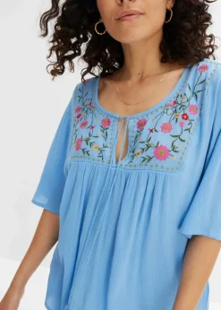 bonprix Nachhaltigere Materialien|Blusen & Tuniken^Crincle- Tunika aus softer Viskose brilliantblau
