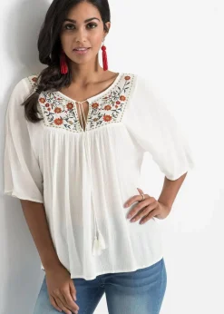bonprix Bekleidung·Jacken & Mäntel|Blusen & Tuniken^Crincle- Tunika aus softer Viskose wollweiß