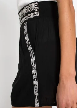 bonprix Shorts|Hosen^Crincle-Shorts aus fließender Viskose schwarz/weiß