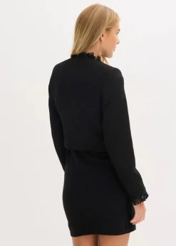 bonprix Blazer|Bekleidung·Basics^Cropped Bouclé-Blazer schwarz