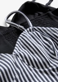 bonprix Shirts & Tops|Nachhaltigere Materialien^Cropped Top aus reiner Bio-Baumwolle (2er Pack) weiß/dunkelblau gestreift + schwarz