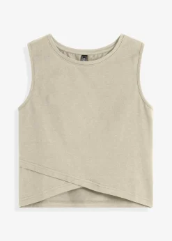 bonprix Shirts & Tops|Nachhaltigere Materialien^Cropped Top aus weichem Baumwoll-Mix hellsand