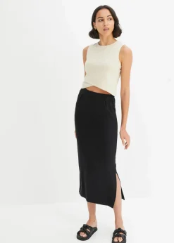 bonprix Shirts & Tops|Nachhaltigere Materialien^Cropped Top aus weichem Baumwoll-Mix hellsand