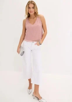 bonprix Shirts & Tops^Cropped Top mit tiefem Ausschnitt rosenquarz/silber