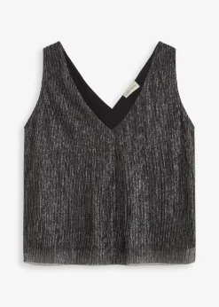 bonprix Shirts & Tops^Cropped Top mit tiefem Ausschnitt schwarz/silber