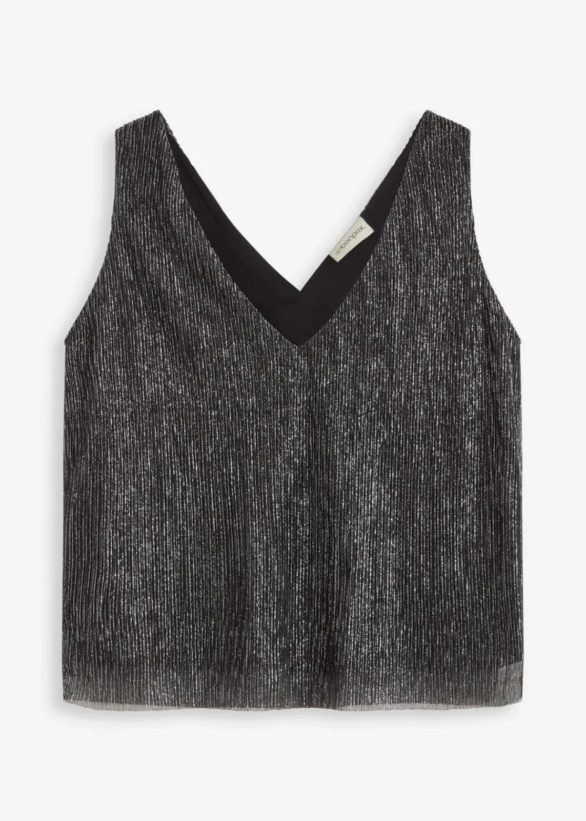 bonprix Shirts & Tops^Cropped Top mit tiefem Ausschnitt schwarz/silber